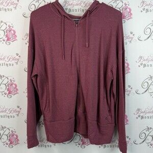 Hyba sweater zip up hoodie red wine Burgundy zipper soft cozy Sweater